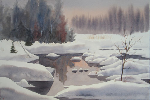 500x333 Winter, Snow And Ice Paintings By Debbie Homewood Watercolor Painter - Winter Watercolor
