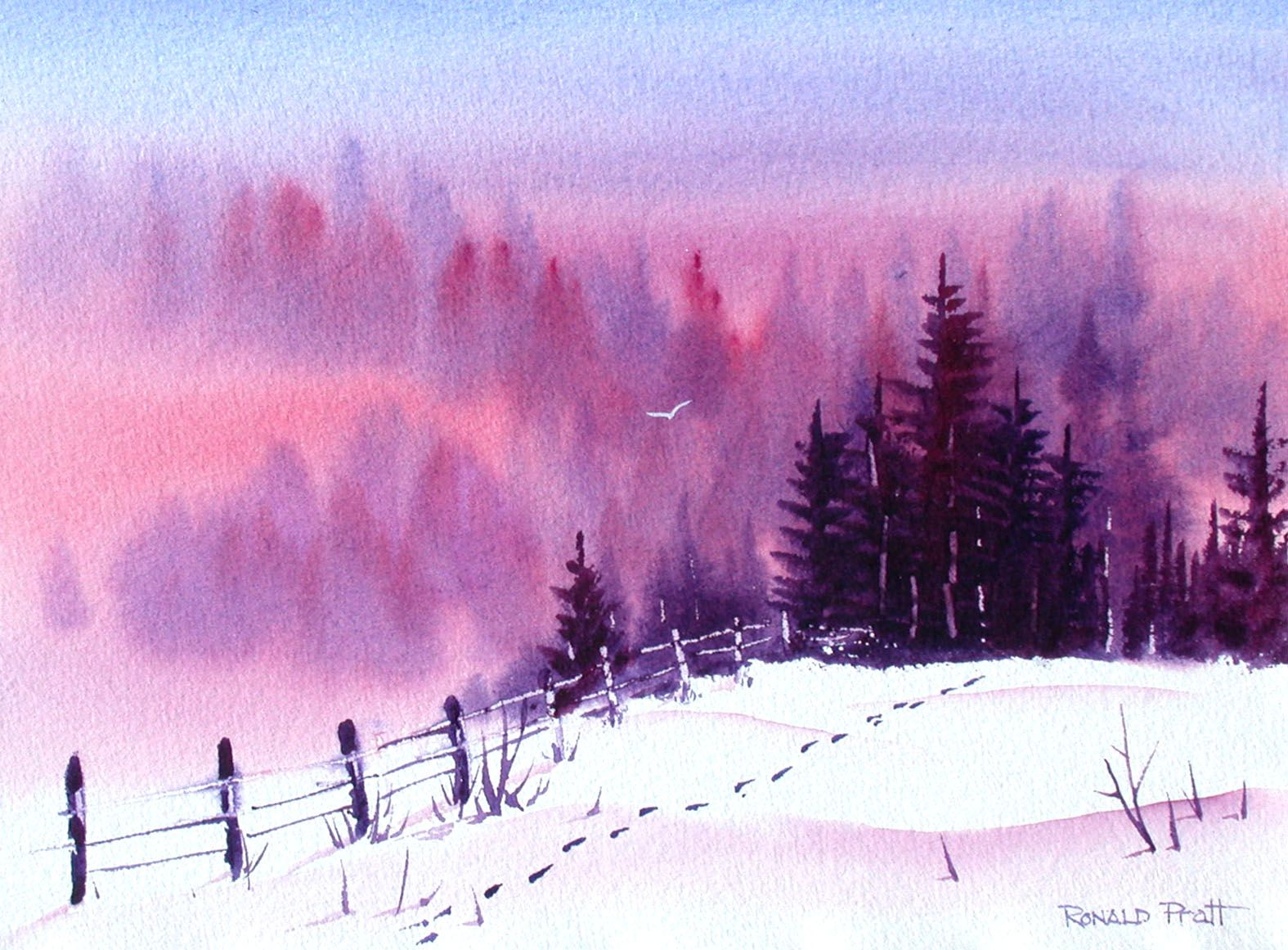1575x1161 Winter Landscape Watercolor Paintings How To Paint Snow Mountains - Winter Watercolor