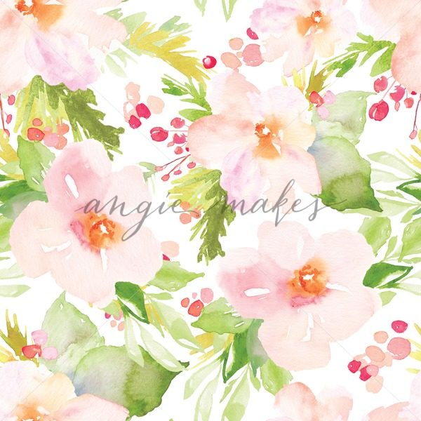 600x600 Winter Watercolor Flowers Repeating Pattern - Winter Watercolor
