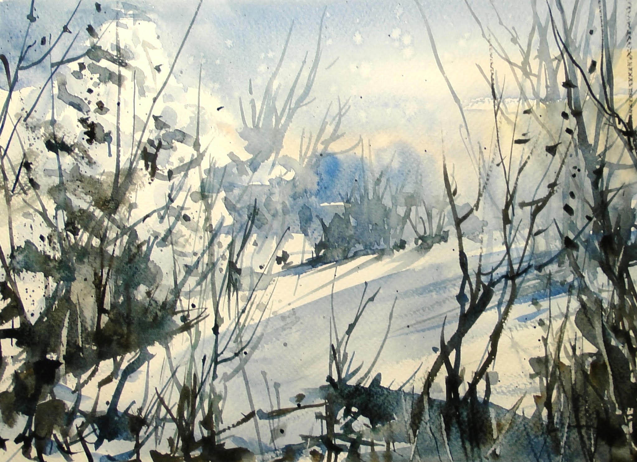 2046x1483 Winter Watercolor 20x Speed Time Lapse - Winter Watercolor