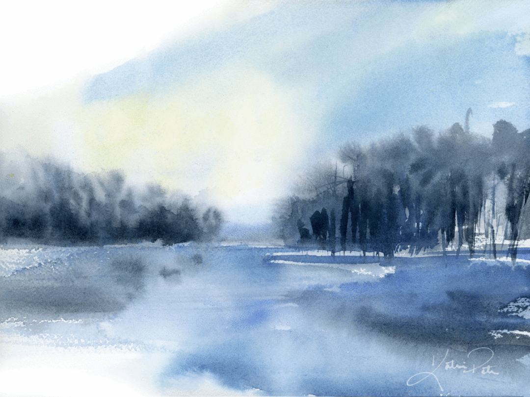 1080x810 Image Result For Watercolor Showing Winter Skies Art, Watercolor - Winter Watercolor