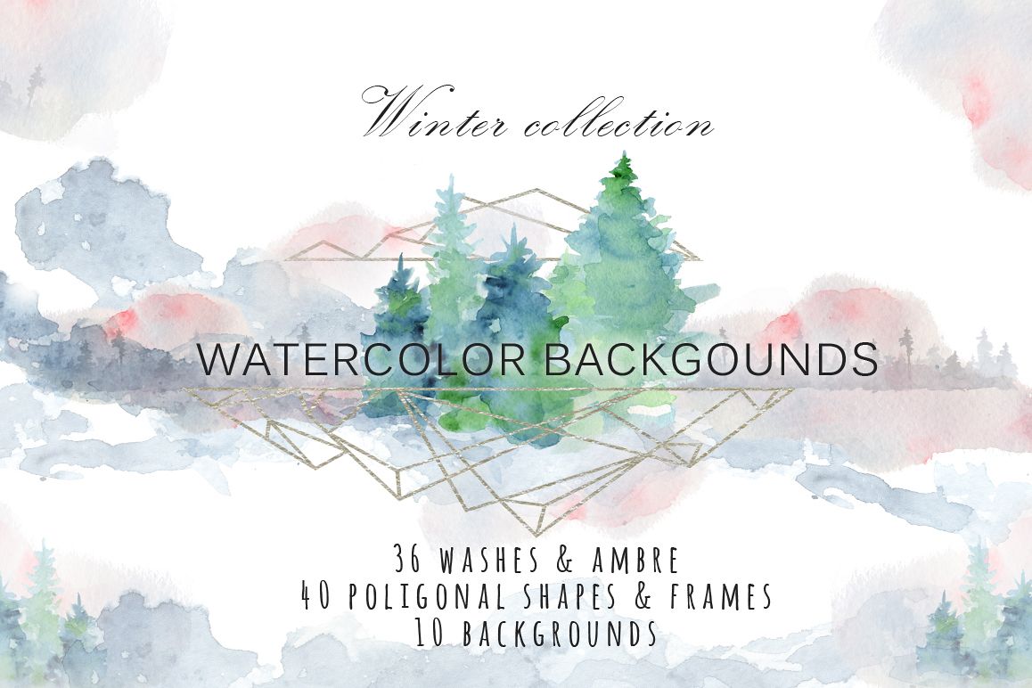 1158x772 Winter Watercolor Backgrounds, Christmas Textures - Winter Watercolor Background
