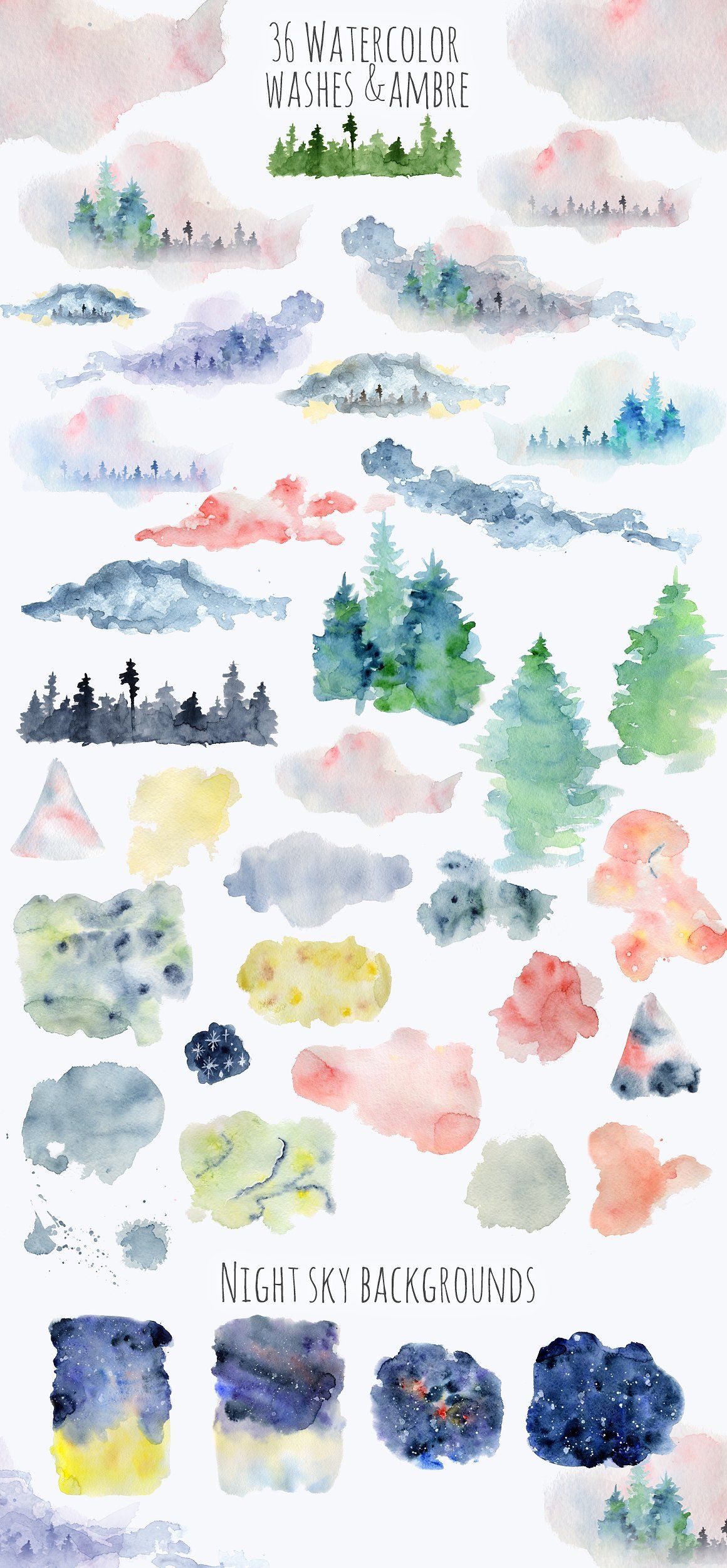 1160x2500 Winter Watercolor Backgrounds By Evgeniia On @creativemarket - Winter Watercolor Background