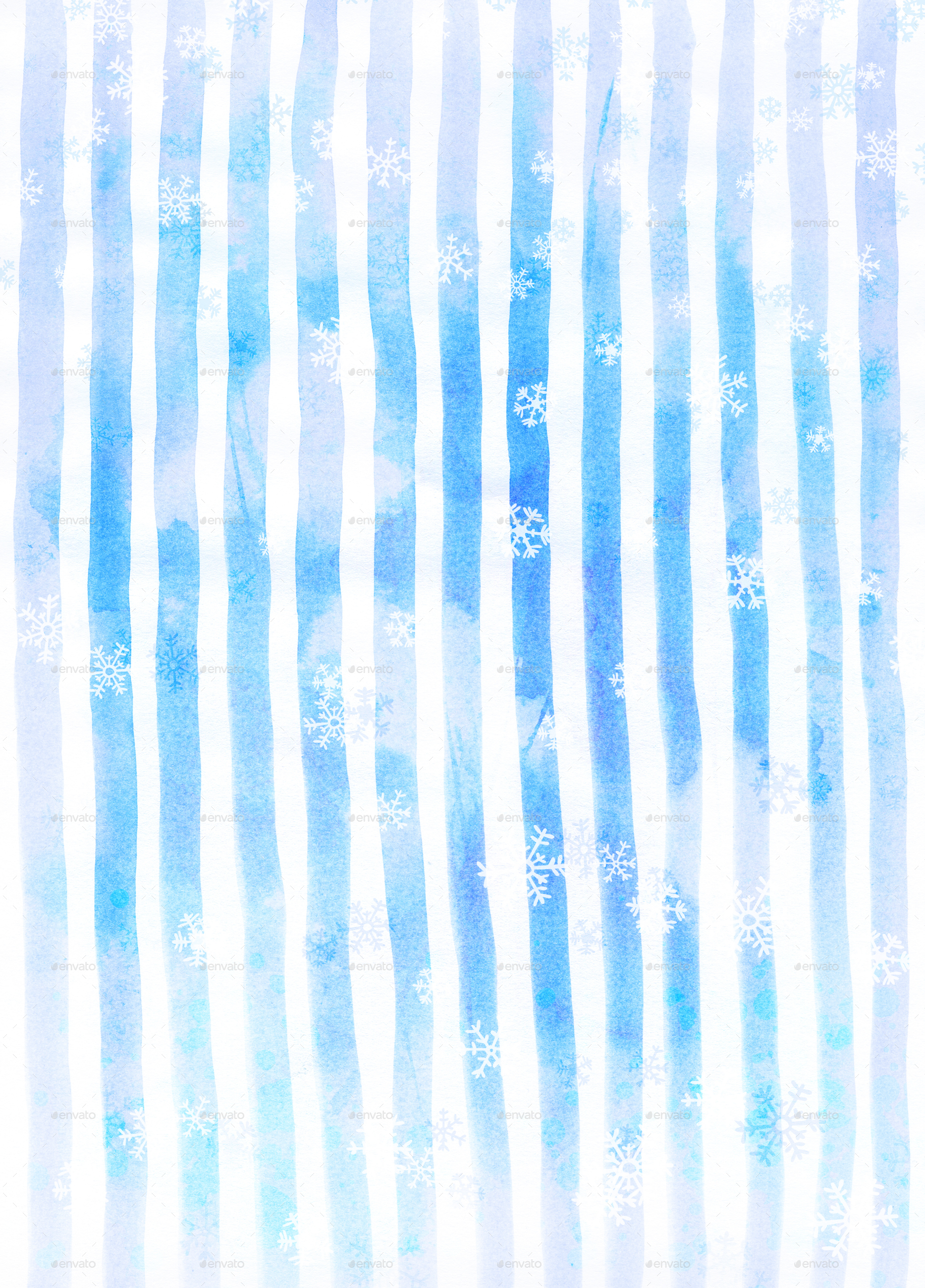 1867x2599 Blue Christmas Watercolor Backgrounds Set With Snowflakes By Pandochka - Winter Watercolor Background