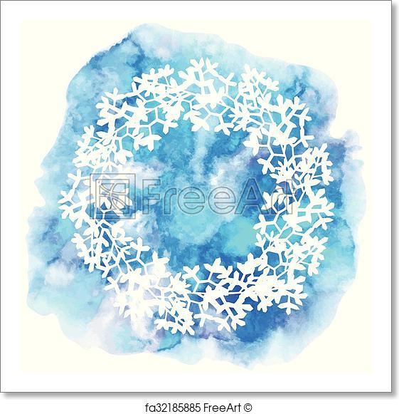561x581 Free Art Print Of Floral Wreath On Watercolor Background. Floral - Winter Watercolor Background