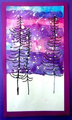 236x393 Kid Art Gallery~ Check Out This Winter Watercolor Landscape Done - Winter Watercolor For Kids