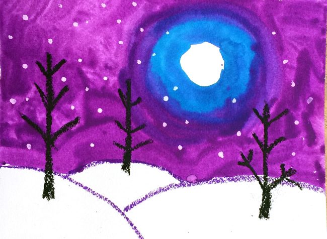 650x476 Snowy Winter Landscape Art Projects For Kids - Winter Watercolor For Kids