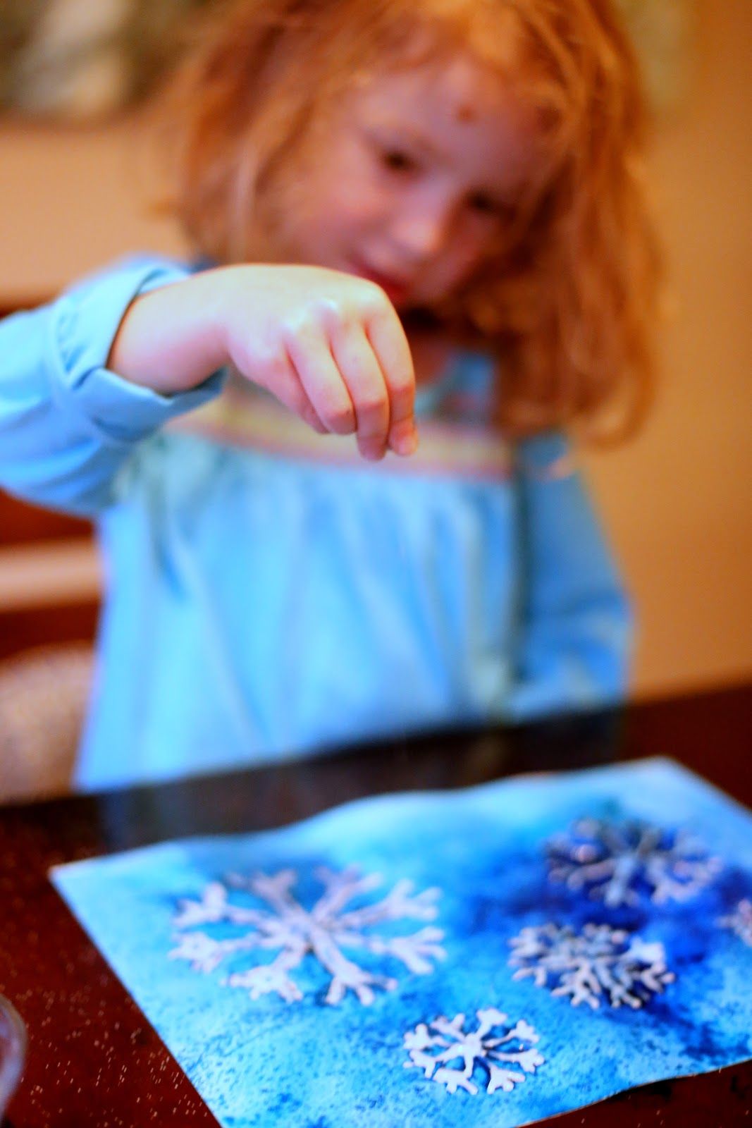 1067x1600 Winter Watercolor Resist Art With Free Printable Snowflake - Winter Watercolor For Kids