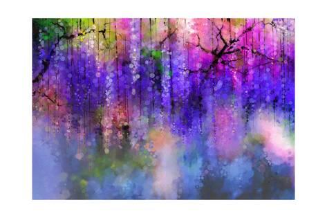 473x315 Spring Purple Flowers Wisteria.watercolor Painting Poster By - Wisteria Watercolor