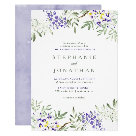 540x540 Watercolor Wisteria Wedding Invitation - Wisteria Watercolor