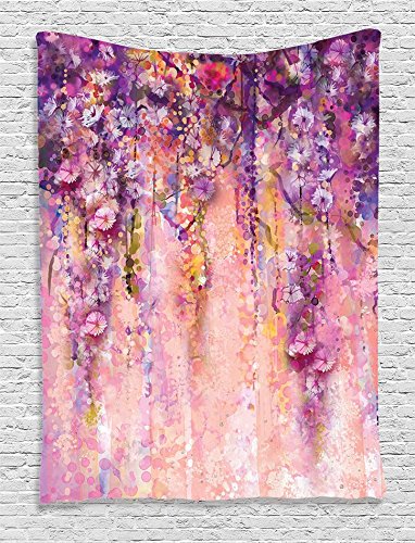 382x500 Ambesonne Watercolor Flower Decor Collection, Wisteria - Wisteria Watercolor