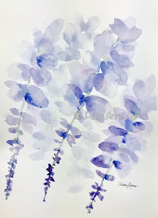 543x750 Wisteria Watercolor Patty Anne Art - Wisteria Watercolor