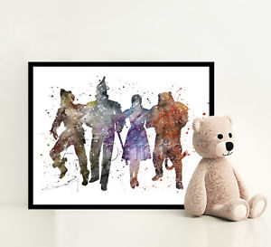300x273 The Wizard Of Oz Poster Print Watercolor Framed Canvas Wall Art - Wizard Of Oz Watercolor