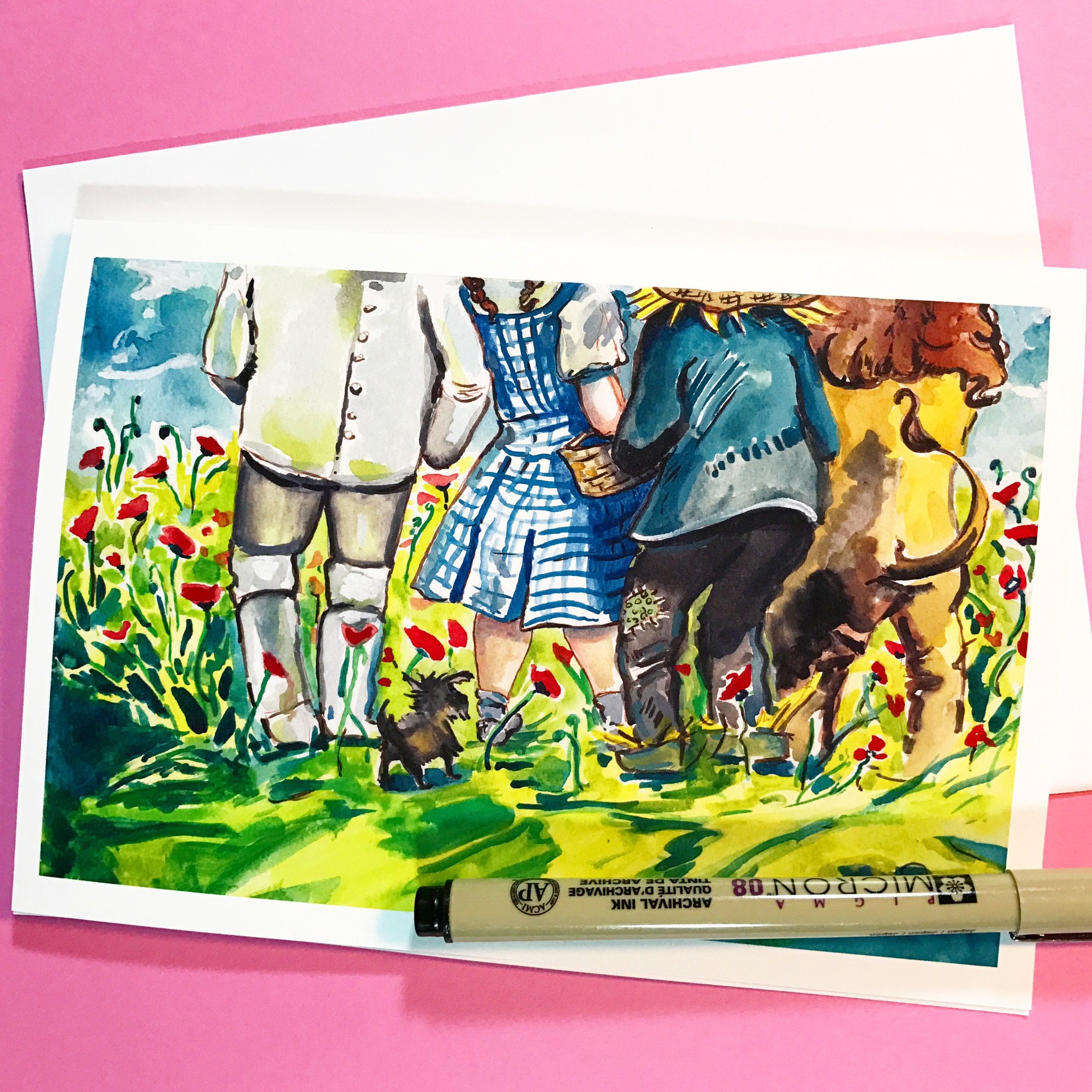 2048x2048 Wizard Of Oz, Poppy Fields, Greeting Card Graydayshop - Wizard Of Oz Watercolor