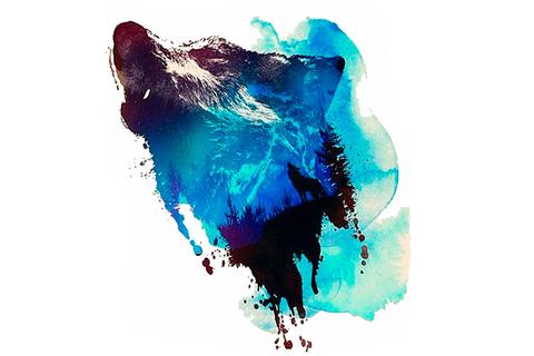 480x320 Watercolor Howling Wolf Tattoo Mybodiart - Wolf Watercolor
