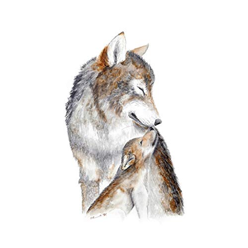 500x500 Hand Painted Mom And Baby Wolf Watercolor Nursery Wall - Wolf Watercolor