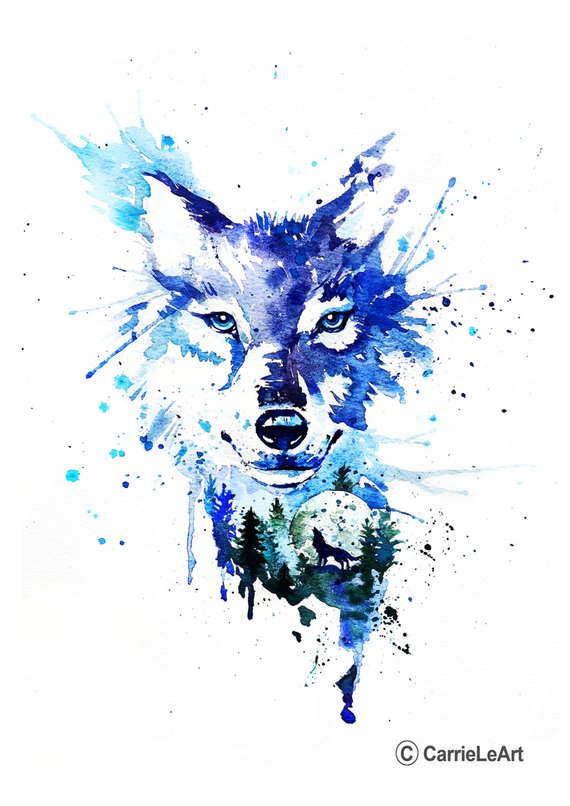 570x806 Wolf Print Wolf Watercolour Print Wolf Art Original Wolf Etsy - Wolf Watercolor