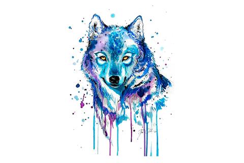 480x320 Beowulf Watercolor Wolf Temporary Tattoo Mybodiart - Wolf Watercolor