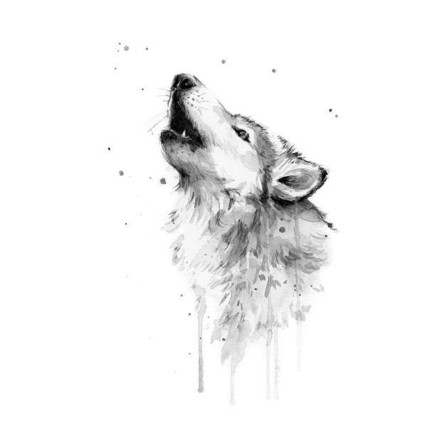 630x630 Howling Wolf Watercolor - Wolf Watercolor