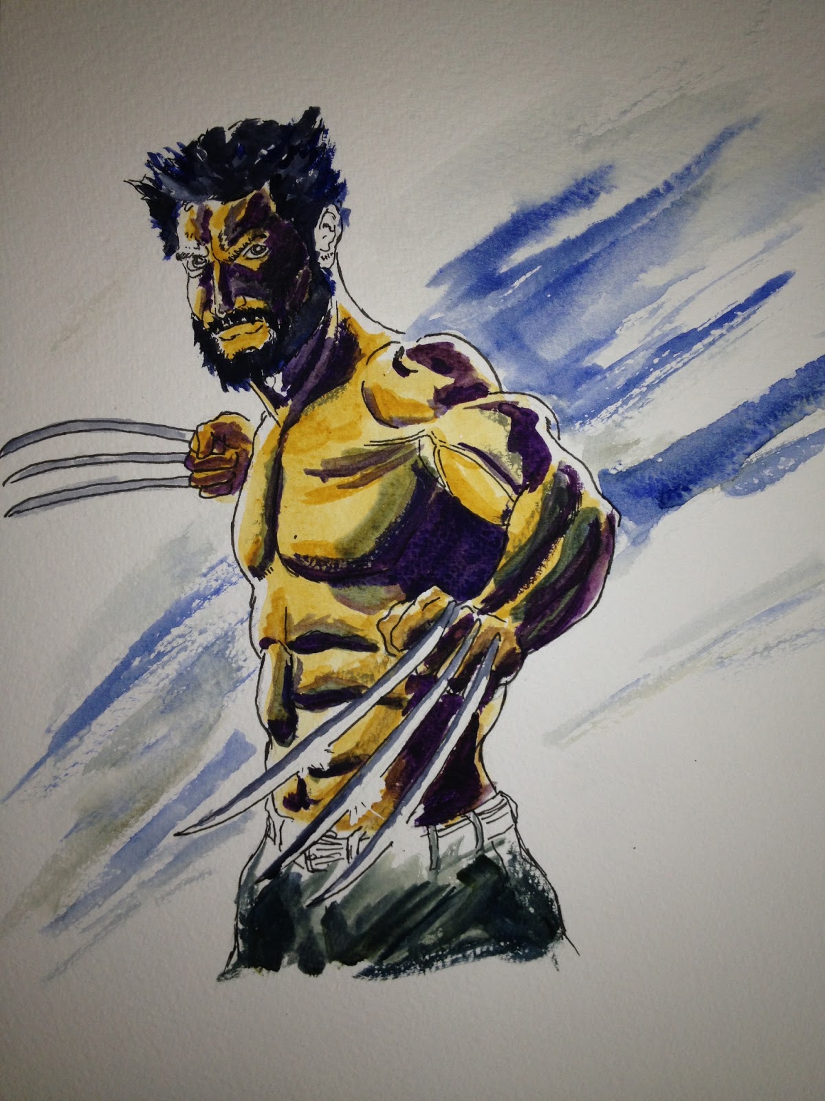 1200x1600 Unfettered Wolverine In Watercolor And Ink (Hugh Jackman) - Wolverine Watercolor
