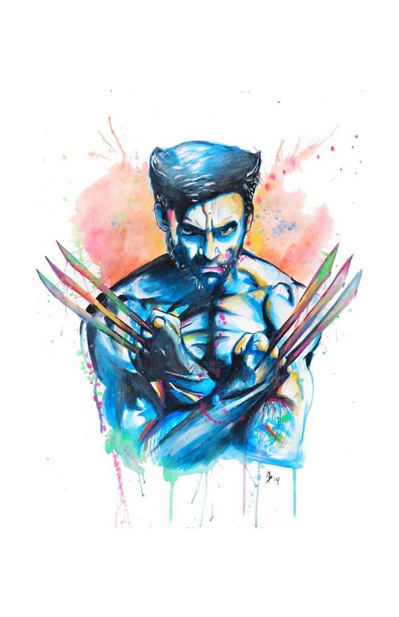 570x881 Wolverine Watercolor Print Etsy - Wolverine Watercolor