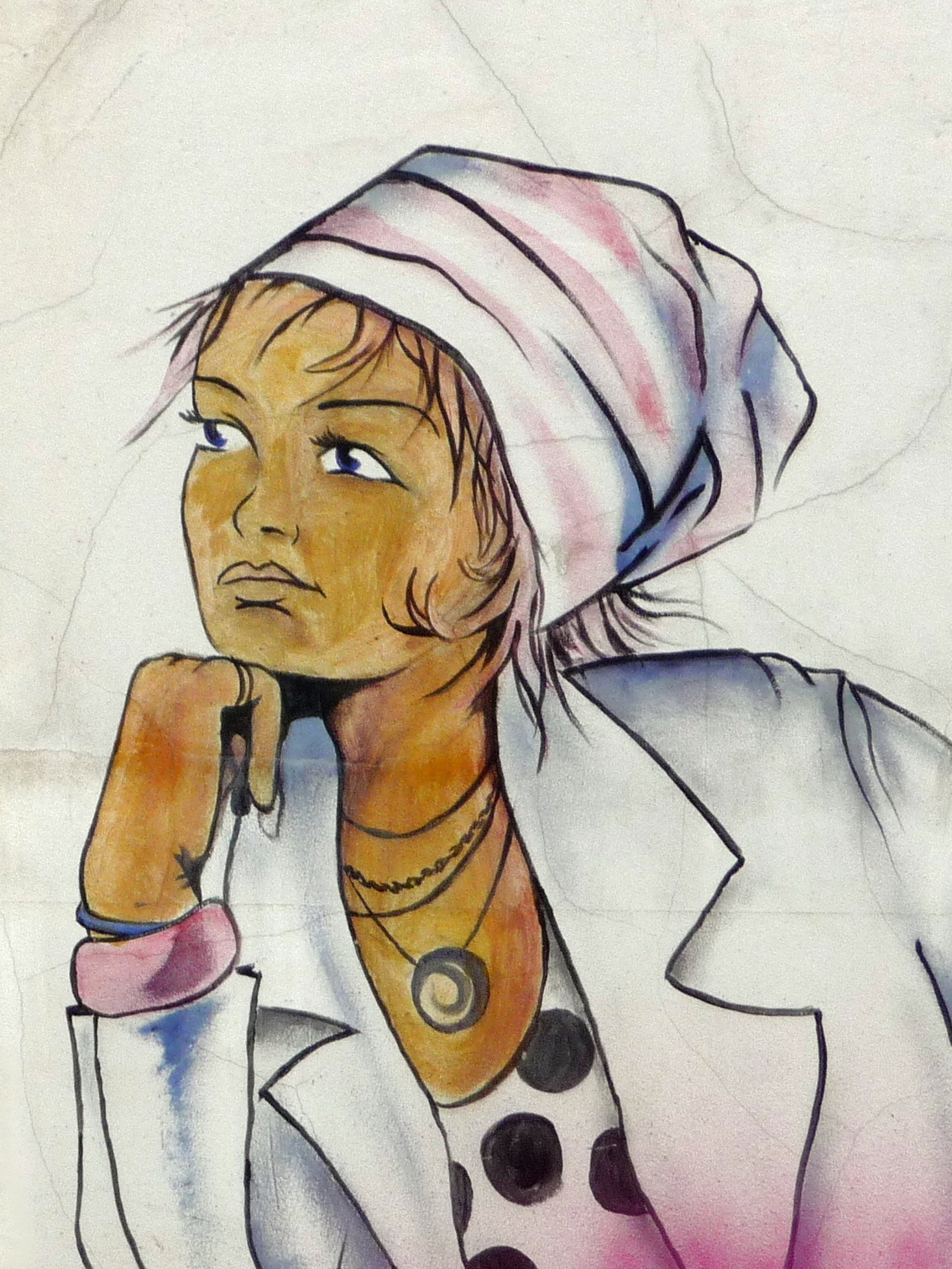 1463x1950 Free Images Woman, Wall, Portrait, Graffiti, Painting, Street - Woman Watercolor