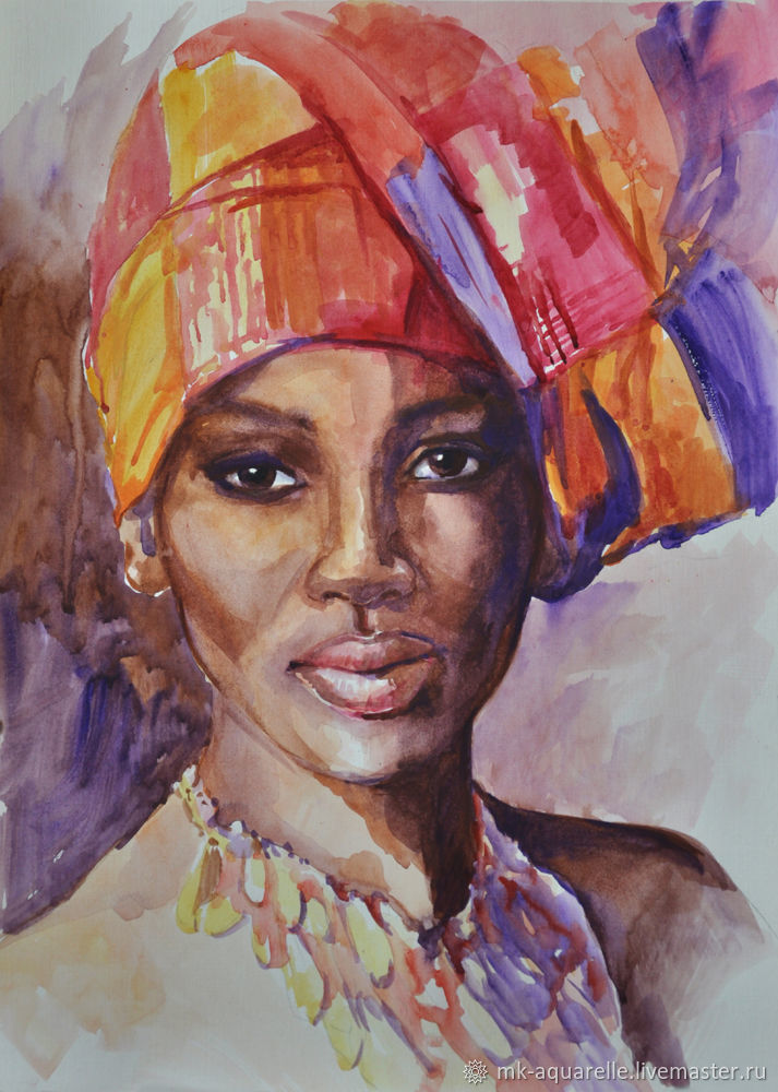 713x1000 Watercolor Painting African Woman Shop Online On Livemaster - Woman Watercolor