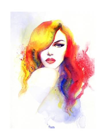 366x488 Beautiful Face. Woman Portrait. Abstract Watercolor .fashion - Woman Watercolor