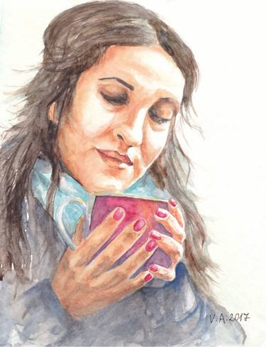 375x489 Watercolor Artwork Original Painting Wall Art Living Room Decor - Woman Watercolor Paintings