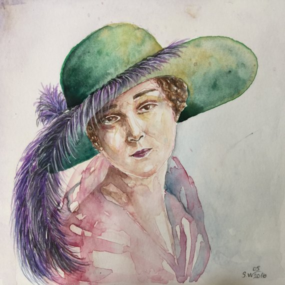 570x570 Watercolor Woman Portrait Small Portrait Watercolor Art Etsy - Woman Watercolor Paintings