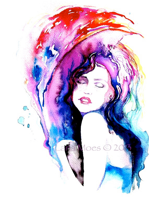 570x760 Woman Watercolor Paintings - Woman Watercolor Paintings