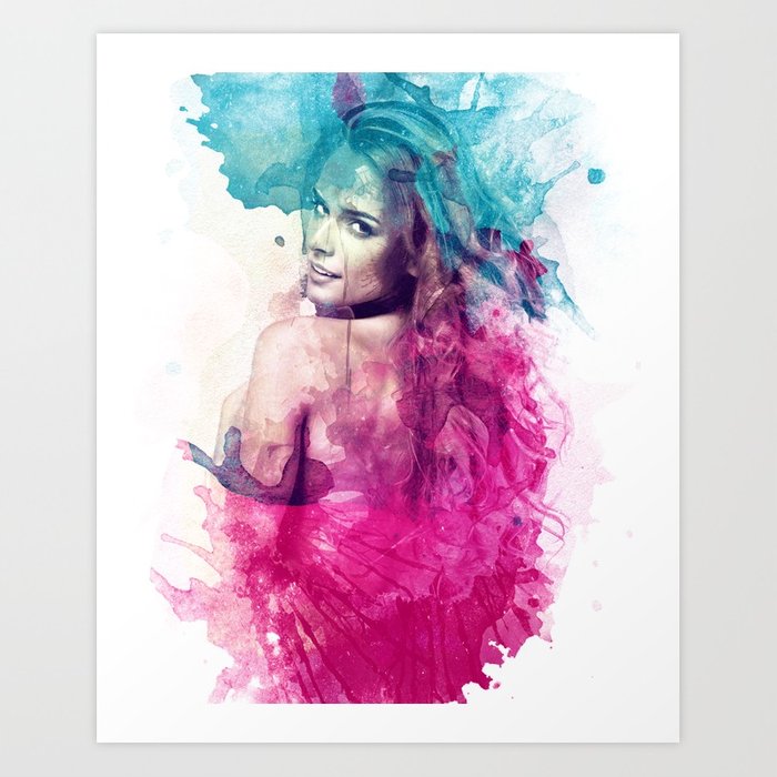 700x700 Woman In Splash Of Watercolor Art Print By Jollyappleskull Society6 - Woman Watercolor Paintings