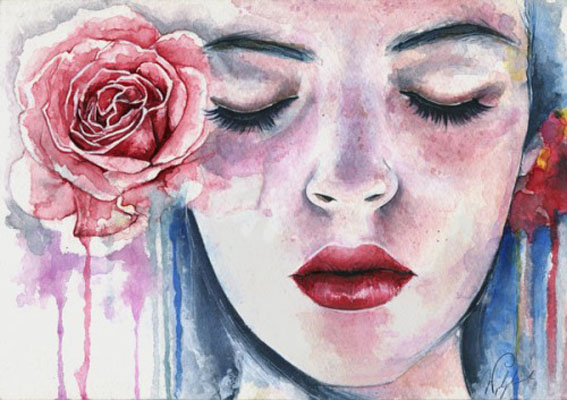 567x400 Rose Woman Watercolor Paintings Joanna - Woman Watercolor Paintings