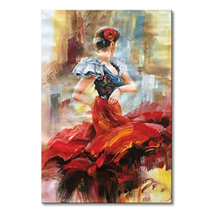 425x425 Seekland Art Hand Painted Lady Dancing With Red Dress - Woman Watercolor Paintings