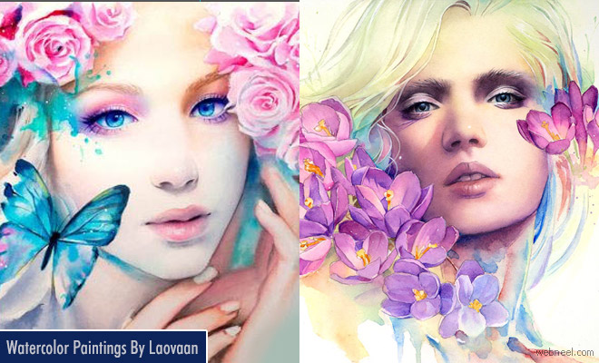 660x400 Beautiful And Vibrant Watercolor Paintings And Mixed Media By Laovaan - Woman Watercolor Paintings