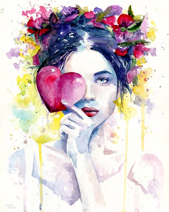 591x743 Cora And Tiana, Watercolor Paintings - Woman Watercolor Paintings
