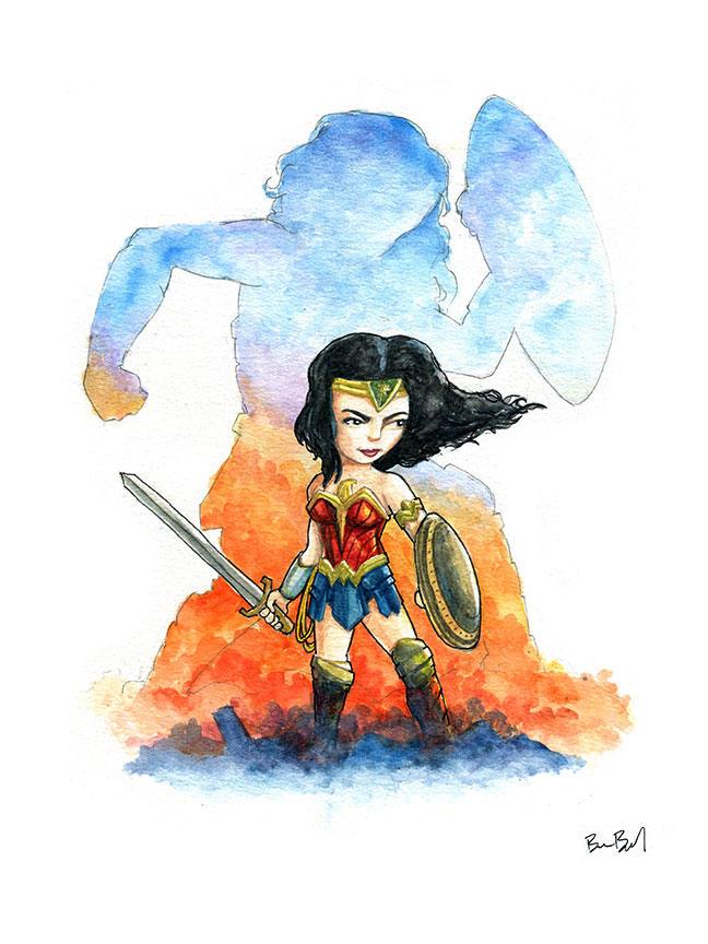 648x864 Wonder Woman Gal Gadot Fan Art Watercolor Print Ben Byrd Art - Wonder Woman Watercolor