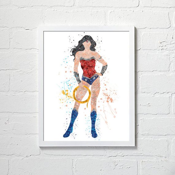 570x570 Wonder Woman Wall Art Wonder Woman Watercolor Wonder Woman Etsy - Wonder Woman Watercolor