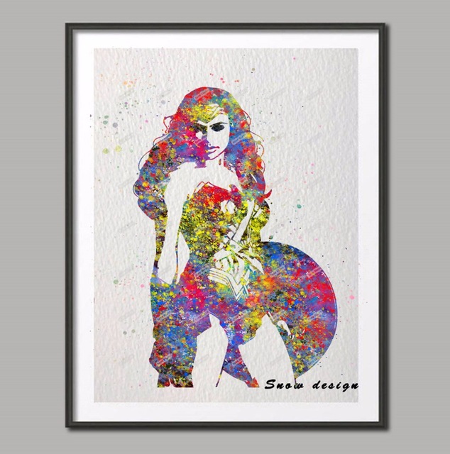 634x640 Buy Original Watercolor Wonder Woman Superhero - Wonder Woman Watercolor