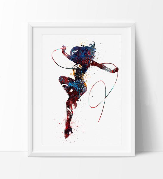 547x600 Wonder Women Art Print, Watercolor Superhero Art, Watercolor - Wonder Woman Watercolor