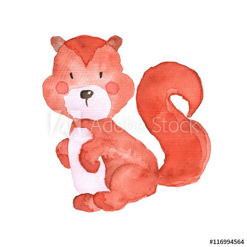500x500 Squirrel Woodland Animals Watercolor Hand Painted Illustratioin - Woodland Animals Watercolor