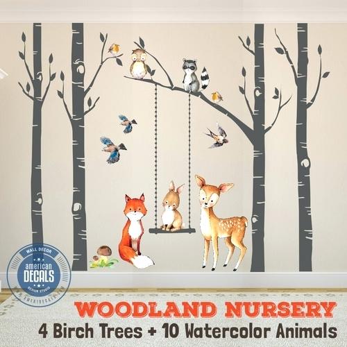 500x500 Woodland Animal Wall Decals Wall Decal Nursery Fox Friends 4 Trees - Woodland Animals Watercolor