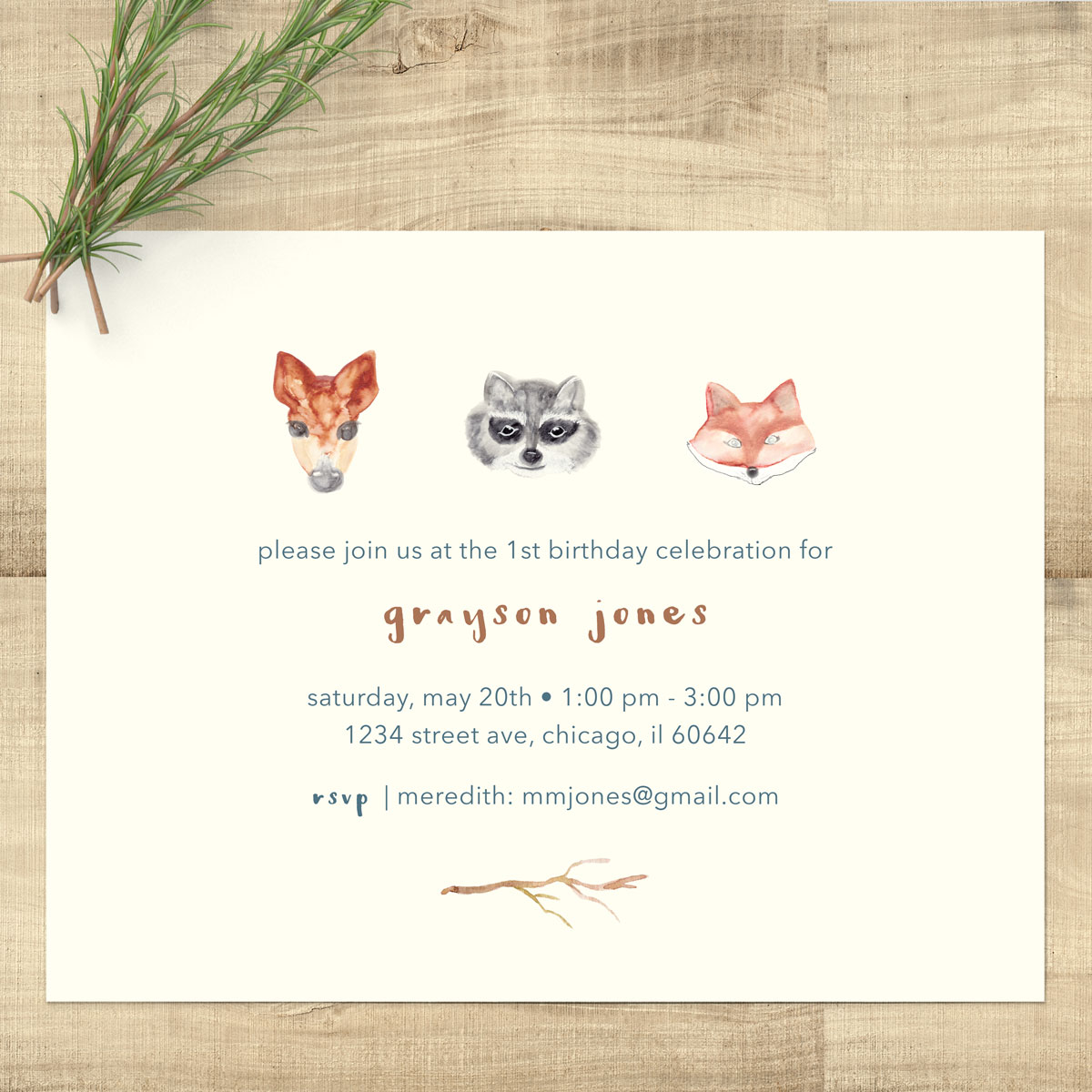 1200x1200 Woodland Animals Watercolor Birthday Invitations - Woodland Animals Watercolor