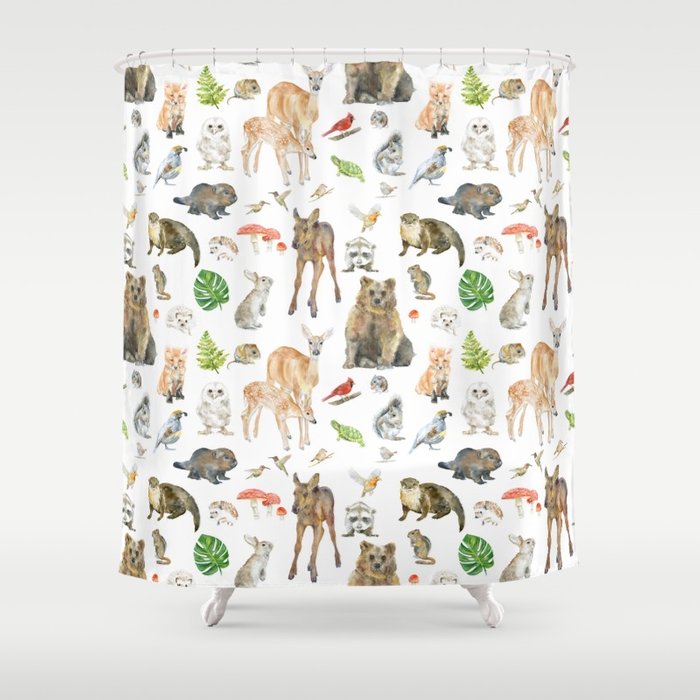 700x700 Woodland Animals Watercolor Shower Curtain By Susanwindsor Society6 - Woodland Animals Watercolor