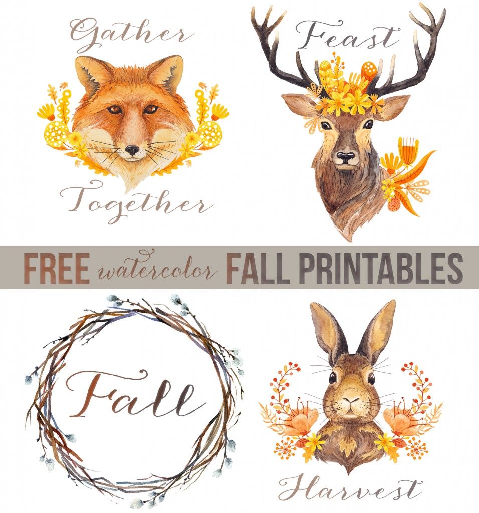 956x1024 Free Woodland Watercolors Printables + 35 Free Fall Printables - Woodland Watercolor