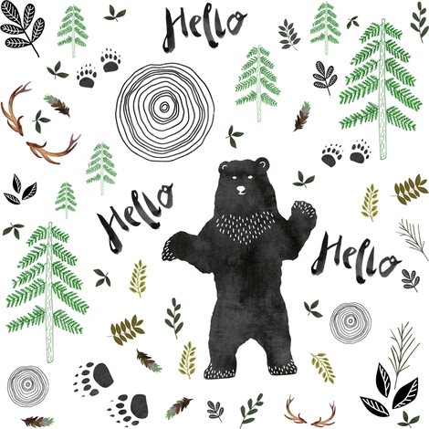 470x470 Hello Woodland Watercolor Bear Wallpaper - Woodland Watercolor