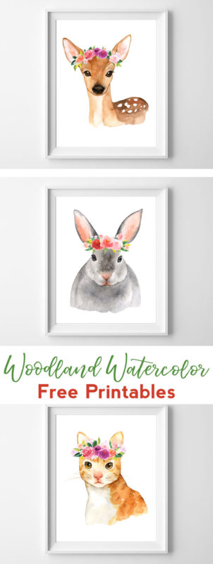 302x800 Watercolor Woodland Printable Nursery Art - Woodland Watercolor