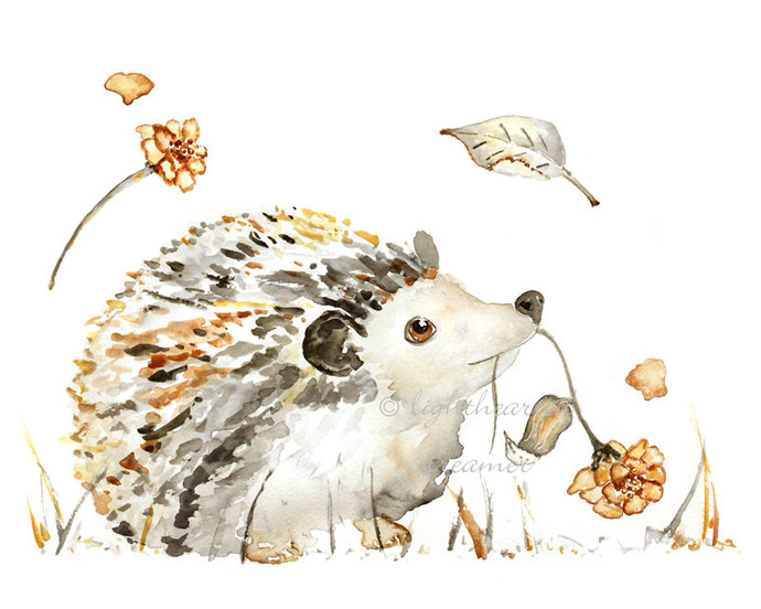 690x552 Woodland Nursery, Watercolor Print, By Lighthearteddreamer On Zibbet - Woodland Watercolor