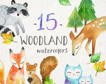 340x270 Woodland Watercolor Etsy - Woodland Watercolor
