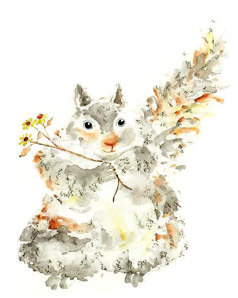 472x590 Squirrel Watercolor, Woodland Nursery Lighthearteddreamer - Woodland Watercolor